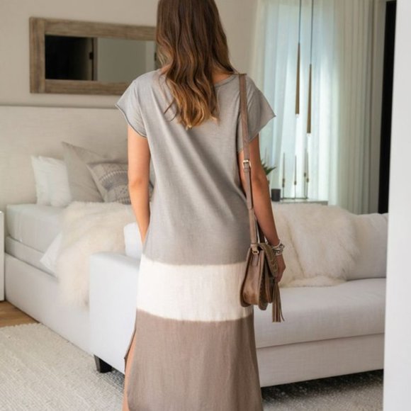 Elegant Gray and Brown Maxi Dress - Picture 5 of 16